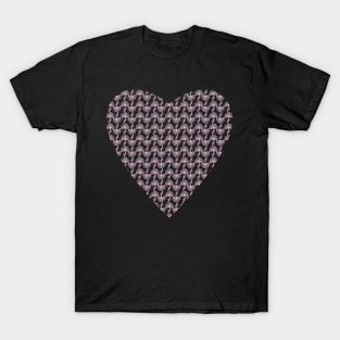 Pink Floral Heart Pattern T-Shirt